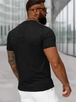 T-shirt męski slim fit czarny O/QQ1389^Ozonee Clearance