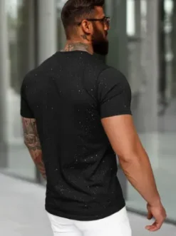 T-shirt męski slim fit czarny O/QQ1390^Ozonee Hot