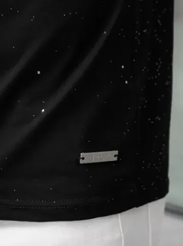 T-shirt męski slim fit czarny O/QQ1390^Ozonee Hot