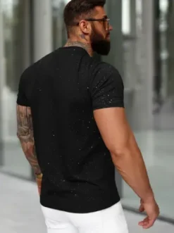 T-shirt męski slim fit czarny O/QQ1386^Ozonee Best