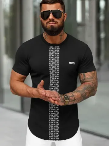 T-shirt męski slim-fit czarny O/B1211^Ozonee New