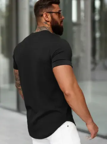 T-shirt męski slim-fit czarny O/B1211^Ozonee New