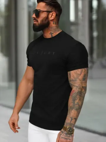 T-shirt męski slim fit czarny NB/MT3138^Ozonee Online