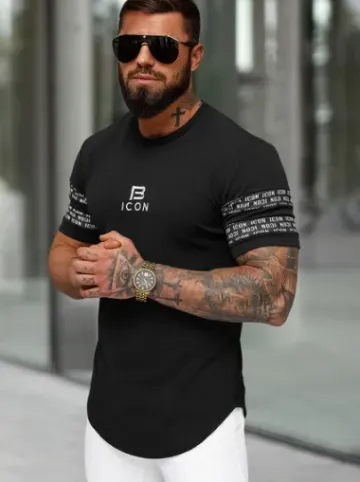 T-shirt męski slim-fit czarny O/B1213^Ozonee Hot