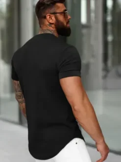 T-shirt męski slim-fit czarny O/B1215^Ozonee Fashion