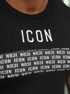 T-shirt męski slim-fit czarny O/B1215^Ozonee Fashion