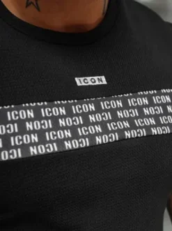 T-shirt męski slim-fit czarny O/B1216^Ozonee New