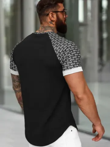 T-shirt męski slim-fit czarny O/B1212^Ozonee Best