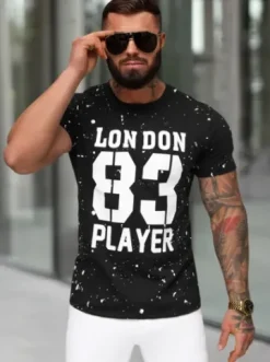 T-shirt męski slim fit czarny JS/8B1388/3^Ozonee Fashion