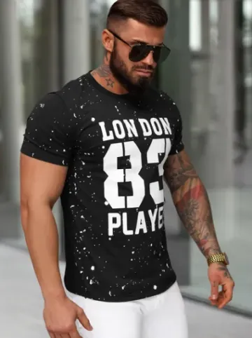 T-shirt męski slim fit czarny JS/8B1388/3^Ozonee Fashion