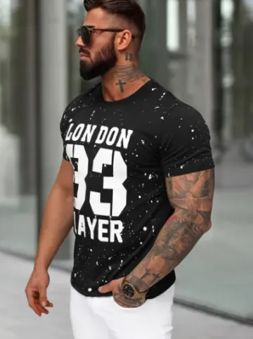 T-shirt męski slim fit czarny JS/8B1388/3^Ozonee Fashion