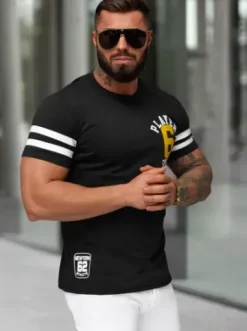 T-shirt męski slim fit czarny JS/8B1391/3^Ozonee Best