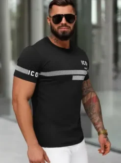 T-shirt męski slim fit czarny JS/8B1701/3^Ozonee Best