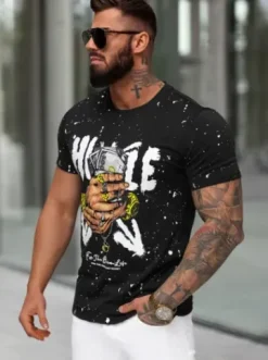T-shirt męski slim fit czarny JS/8B1389/3^Ozonee Outlet