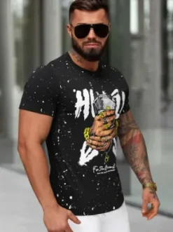 T-shirt męski slim fit czarny JS/8B1389/3^Ozonee Outlet