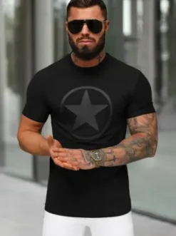 T-shirt męski slim fit czarny NB/MT3151^Ozonee Discount