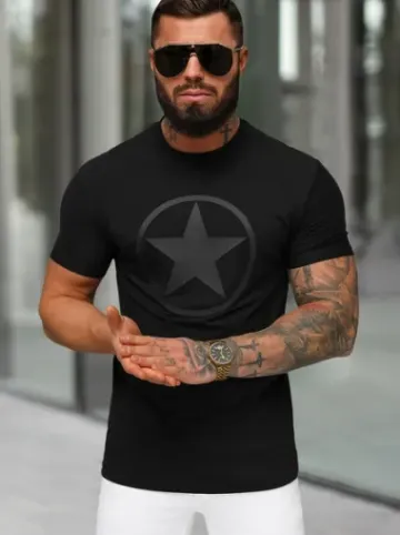 T-shirt męski slim fit czarny NB/MT3151^Ozonee Discount