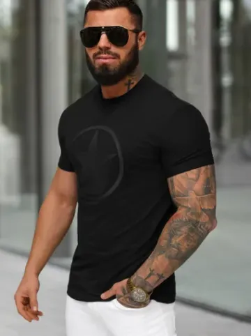 T-shirt męski slim fit czarny NB/MT3151^Ozonee Discount