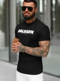 T-shirt męski slim fit czarny NB/MT3135^Ozonee Online