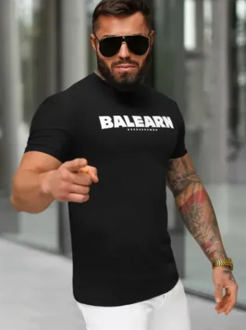 T-shirt męski slim fit czarny NB/MT3135^Ozonee Online
