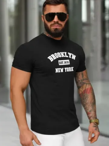 T-shirt męski slim fit czarny NB/MT3134^Ozonee Clearance