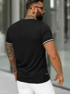 T-shirt męski slim fit czarny O/QS11628^Ozonee New