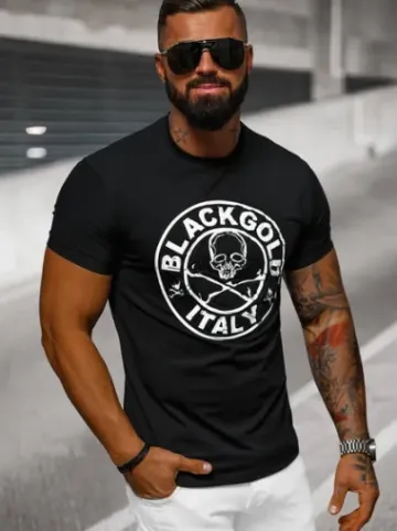 T-shirt męski slim fit czarny NB/MT3074^Ozonee Best