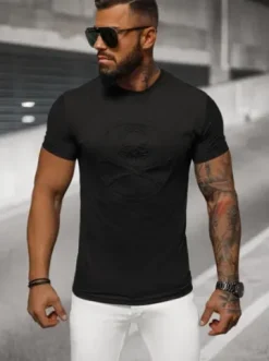 T-shirt męski slim fit czarny NB/MT3103^Ozonee Hot