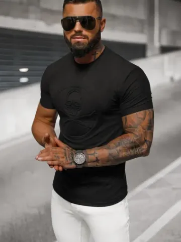 T-shirt męski slim fit czarny NB/MT3103^Ozonee Hot