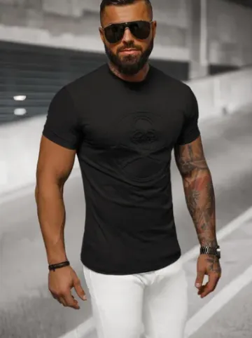 T-shirt męski slim fit czarny NB/MT3103^Ozonee Hot