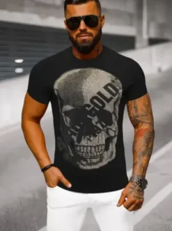 T-shirt męski slim fit czarny NB/MT3038Z^Ozonee Sale