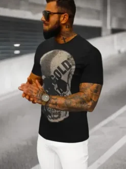 T-shirt męski slim fit czarny NB/MT3038Z^Ozonee Sale