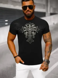 T-shirt męski slim fit czarny NB/MT3037Z^Ozonee Online