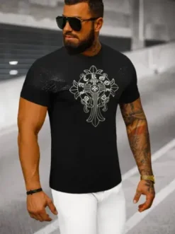 T-shirt męski slim fit czarny NB/MT3037Z^Ozonee Online