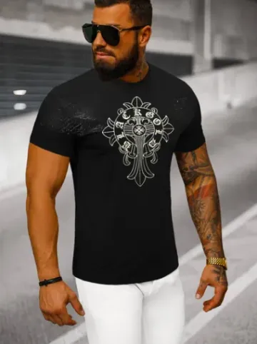 T-shirt męski slim fit czarny NB/MT3037Z^Ozonee Online
