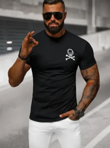 T-shirt męski slim fit czarny NB/MT3066^Ozonee Best