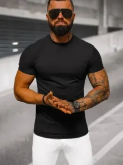 T-shirt męski slim fit czarny NB/MT3001Z^Ozonee Hot