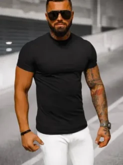 T-shirt męski slim fit czarny NB/MT3001Z^Ozonee Hot