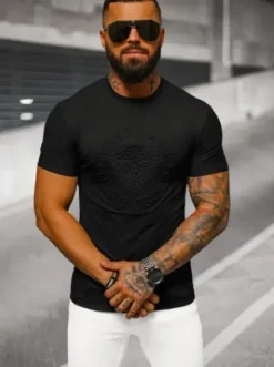 T-shirt męski slim fit czarny NB/MT3056Z^Ozonee Best