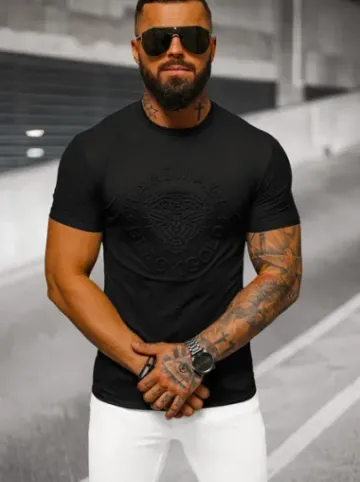 T-shirt męski slim fit czarny NB/MT3056Z^Ozonee Best