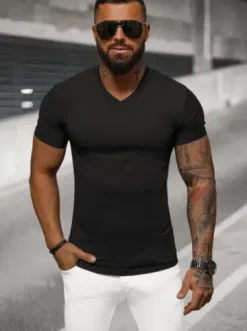 T-shirt męski slim fit czarny NB/MT3099^Ozonee Fashion