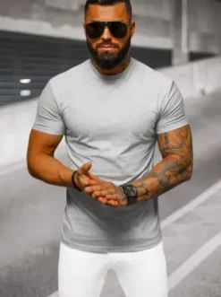 T-shirt męski slim fit szary NB/MT3001Z^Ozonee Online