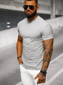 T-shirt męski slim fit szary NB/MT3001Z^Ozonee Online