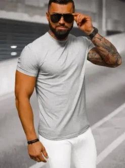T-shirt męski slim fit szary NB/MT3001Z^Ozonee Online