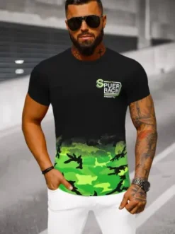 T-Shirt męski zielony JS/S985/153Z^Ozonee Best