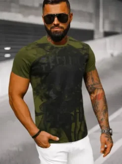 T-shirt męski zielony O/T126/29Z^Ozonee Online