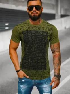 T-shirt męski zielony O/T122/29Z^Ozonee Fashion