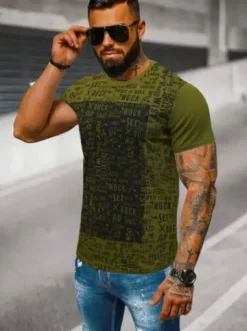 T-shirt męski zielony O/T122/29Z^Ozonee Fashion