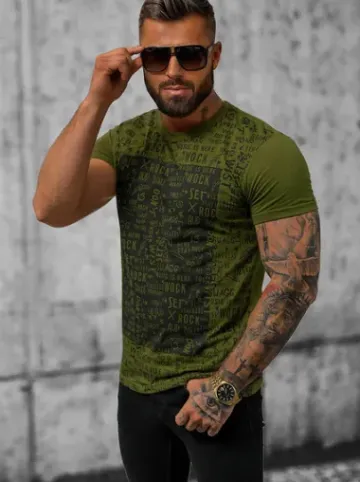 T-shirt męski zielony O/T122/29Z^Ozonee Hot