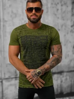 T-shirt męski zielony O/T122/29Z^Ozonee Hot